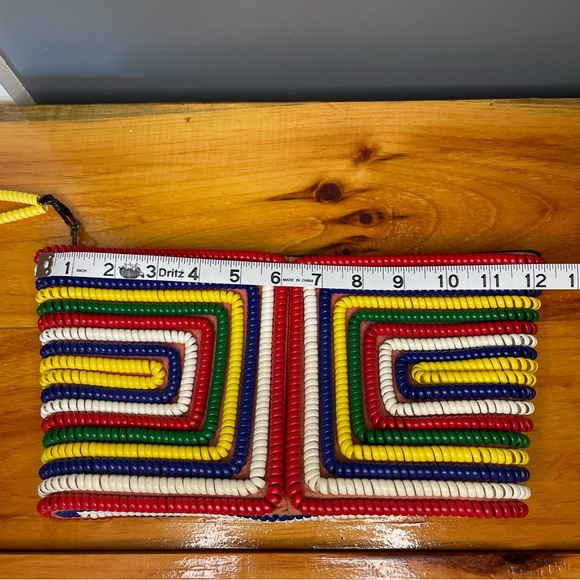 Vintage 1940s Midcentury Rainbow Telephone Cord Clutch Handbag Purse Bag - Picture 9 of 11